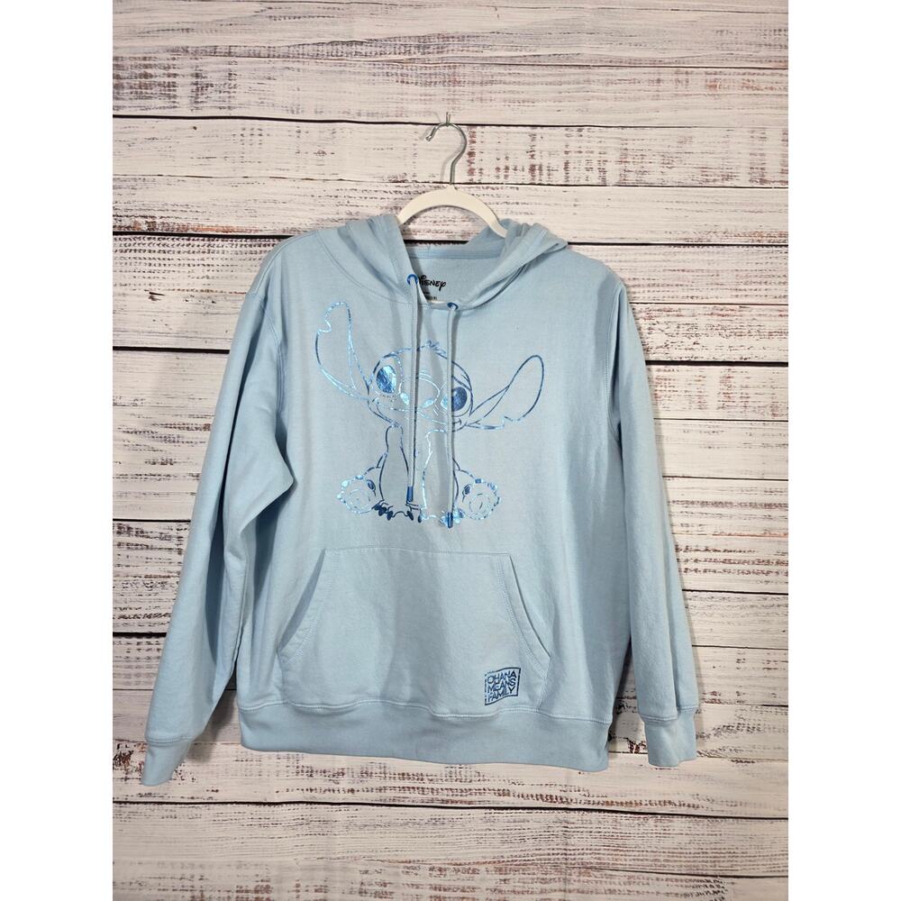 Disney Stitch Hoodie & Plush Bundle Blue Graphic Sweatshirt XXL Junior SEE PICS